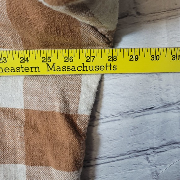 American Eagle Womens Brown Buffalo Plaid Flannel Shirt Oversized Small S Cozy - Picture 3 of 8
